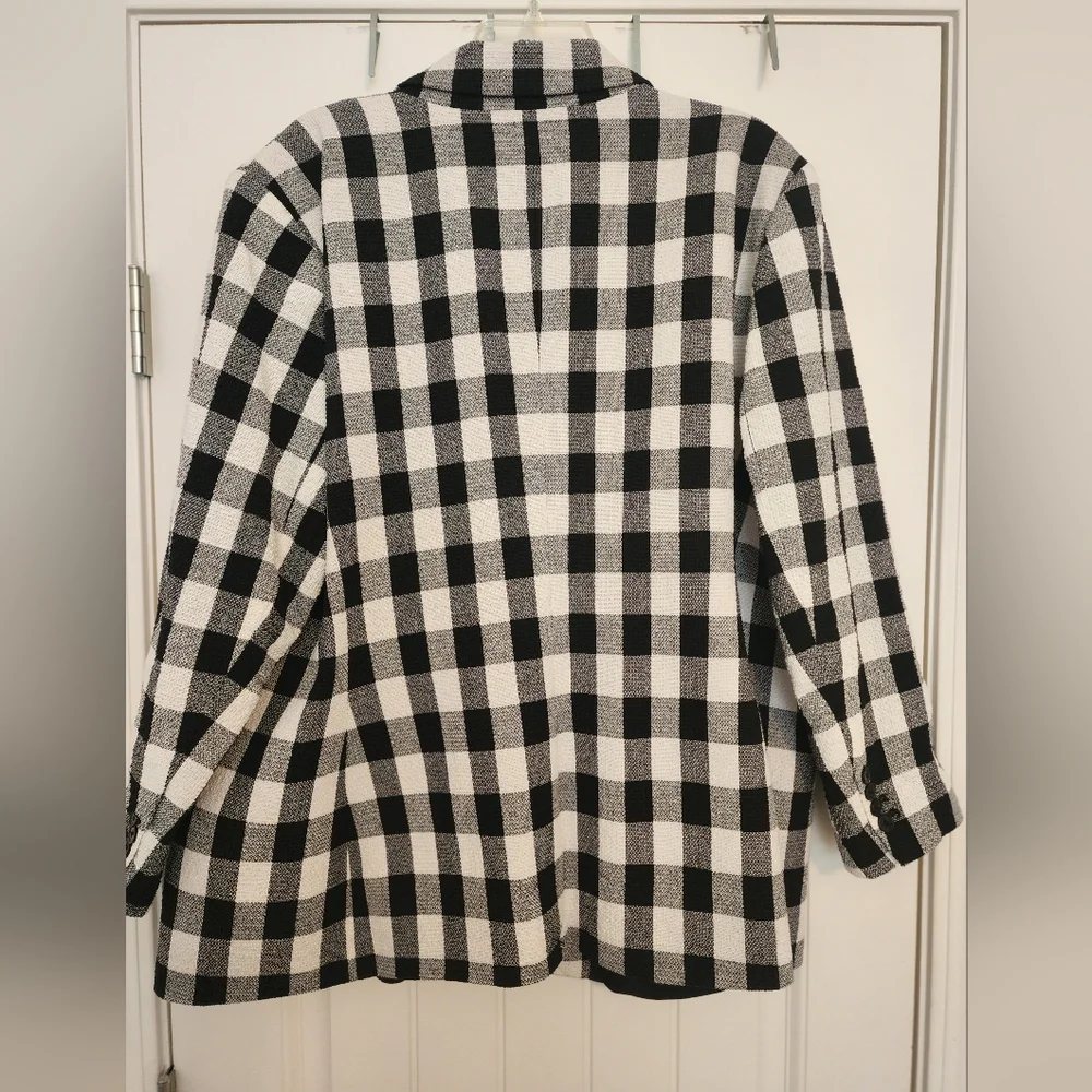 Halogen Women's Black and White Checkered Blazer Houndstooth Size 20W Academia - Picture 5 of 10